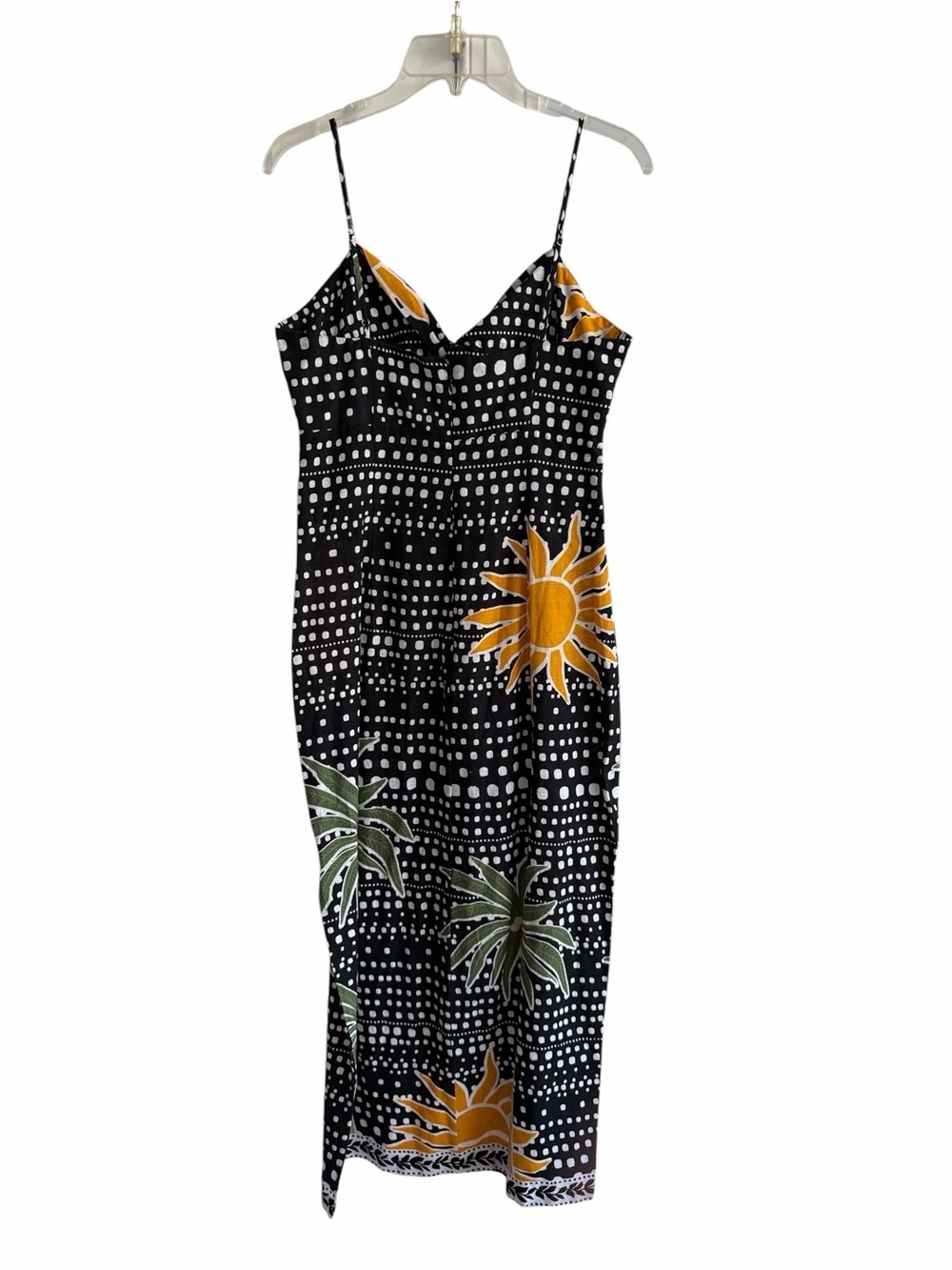 LOFT Beach Black Tropical Print Midi Dress Size 6 - Picture 3 of 10